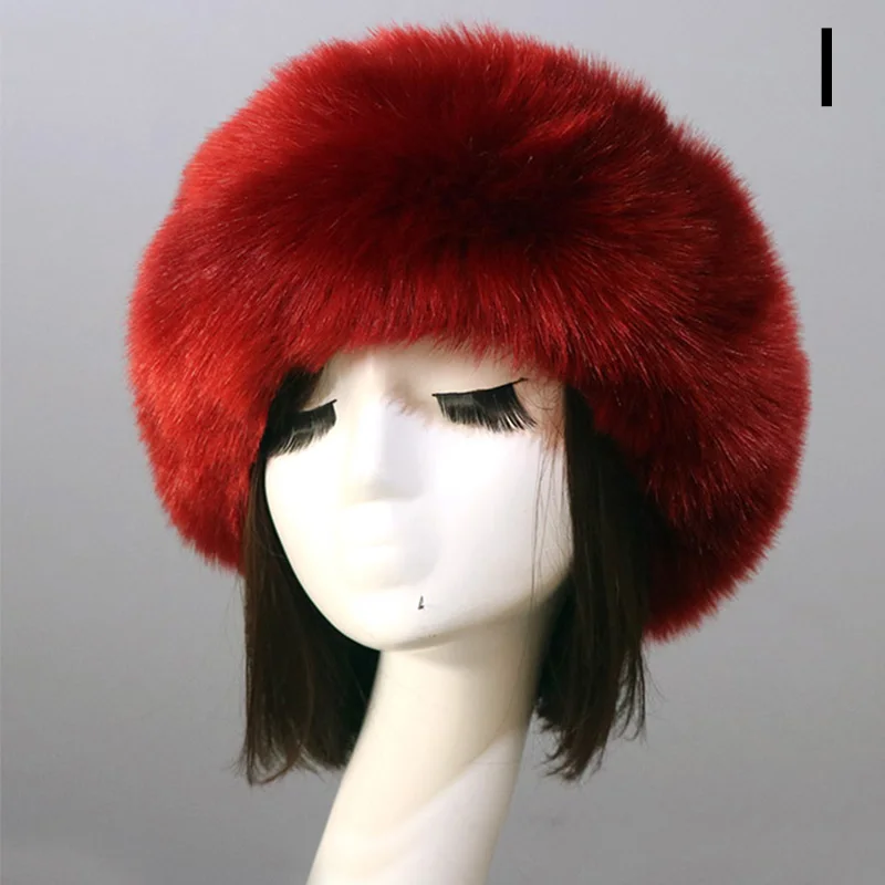 Women Faux Fur Cap Fashion Casual Solid Winter Warm Comfortable Female Short Plush Hairband Empty Top Hat Outdoor Ski Hats mens fur bomber hat