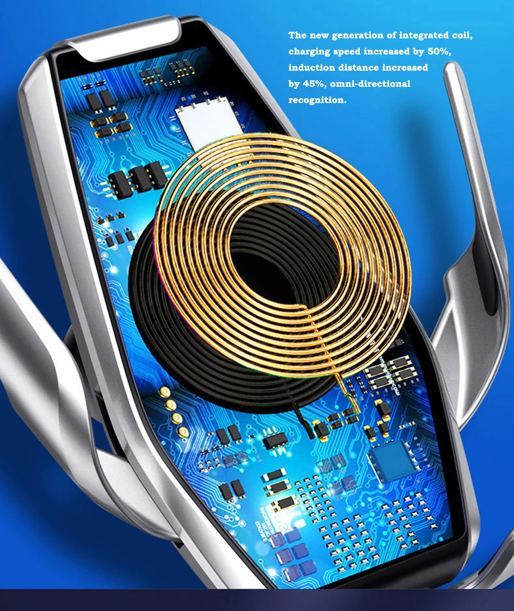Супер конденсатор автомобильное беспроводное зарядное устройство автоматический зажим 15 Вт быстрое крепление для зарядки для Iphone XS XR X samsung S10+/10 S9/8 Note9
