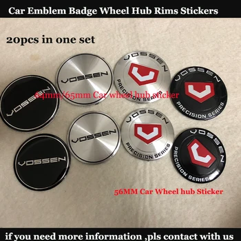 

Car Rims Wheel Stickers 20pcs/set 56MM 65MM For Vossen Logo Car Wheel Hub Center Sticker Auto accessories car emblem badge caps
