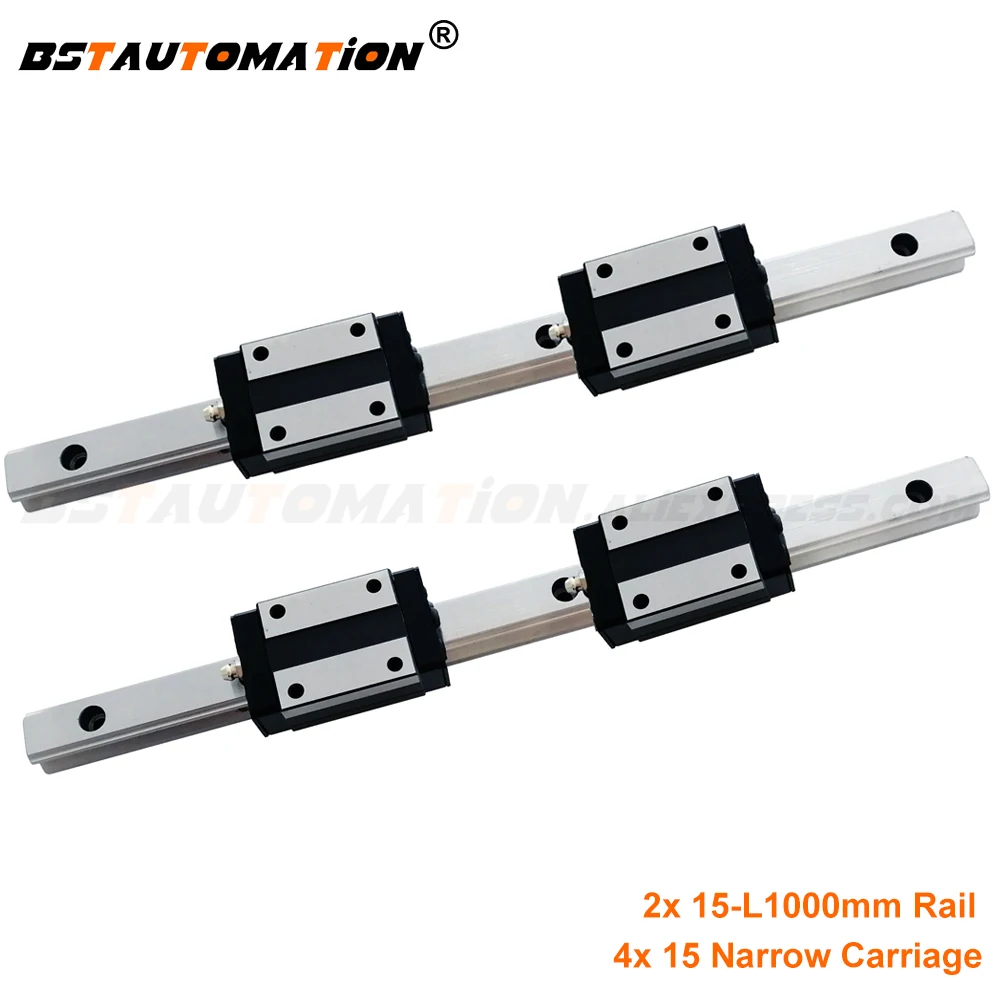 2 sets HGR15-1000mm Hiwin Liner rail /& 4 pcs HGW15CC Block Bearing