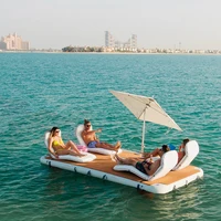 Drop Stitch PVC Inflatable Swim Platform Boat Floating Dock With Steel Ladder water floating platform Mat for sale 1