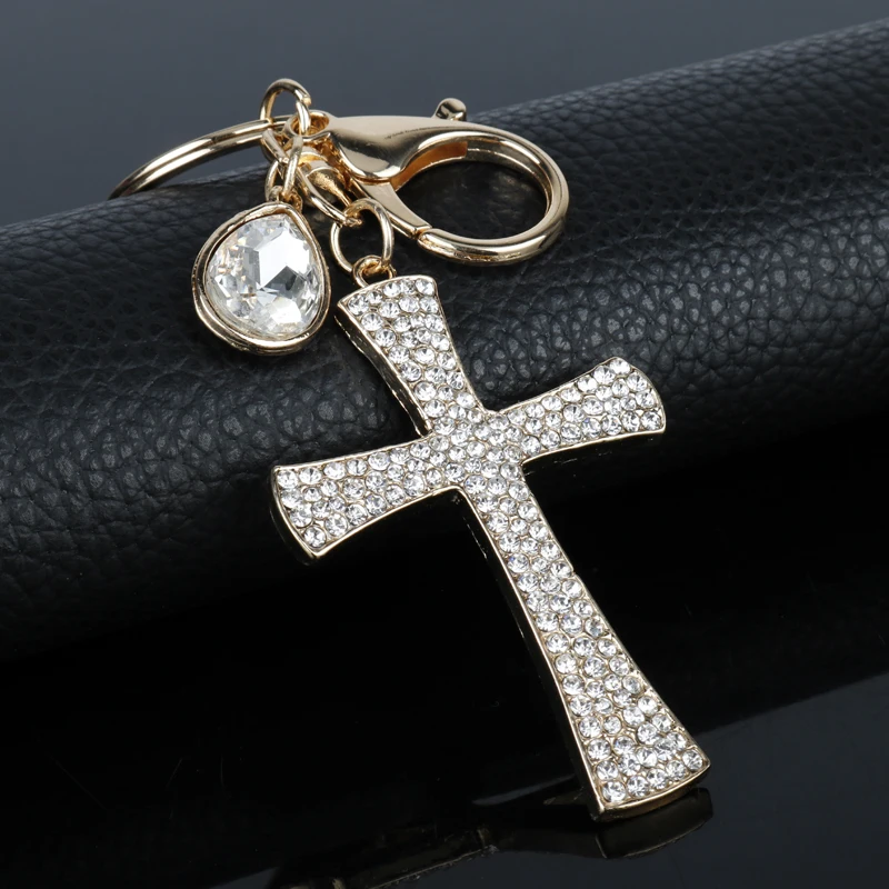 Cross Crystal Keychain Keyring Jesus Christian Catholic Rhinestone Key  Chains Car Bag Key Holder For Men Women Chaveiro Jewelry