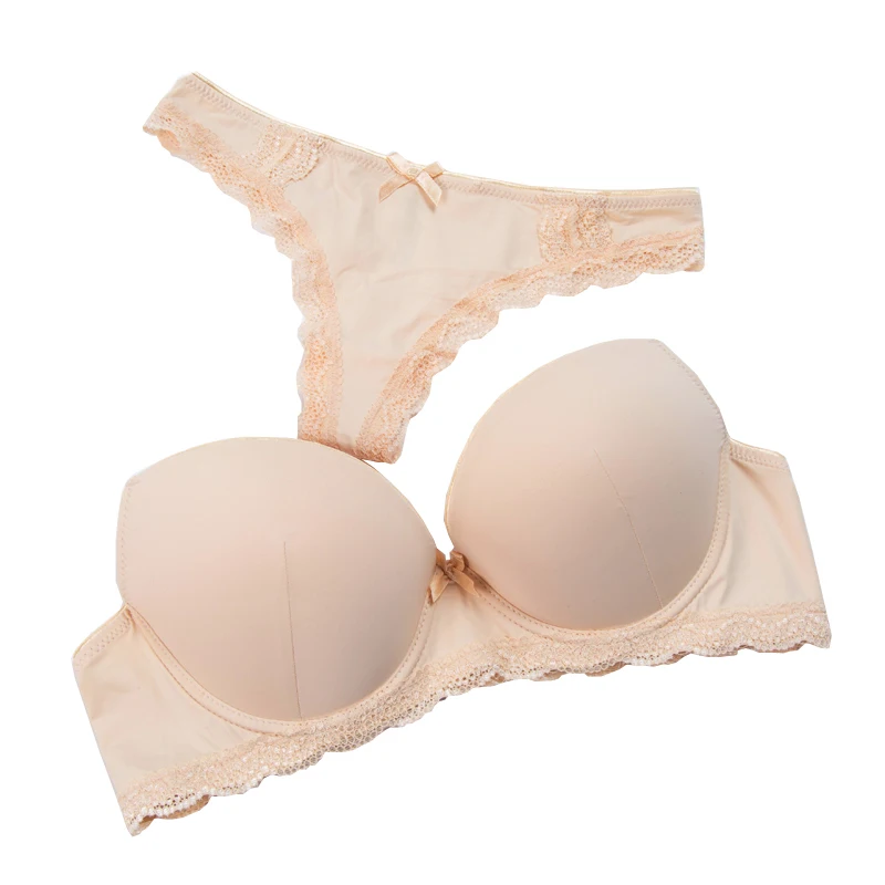 Julexy Seamless Thong Bra For Women C D Big Size Cotton Underwear Panty Set Lace France Bra Brief C35700