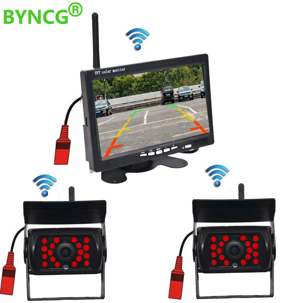 Byncg 7 "проводной беспроводной автомобильный монитор TFT lcd Автомобильный заднего