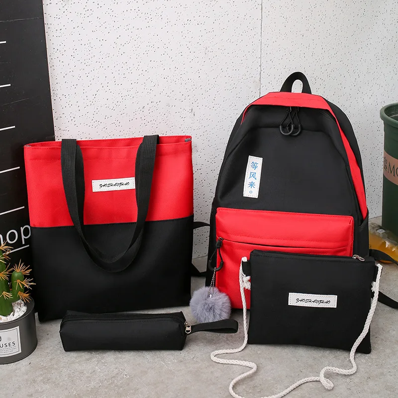 4 шт./компл. женские текстильные школьные рюкзаки в консервативном стиле школьная сумка для подростков девочек студенческие дорожные рюкзаки женская сумка для книг