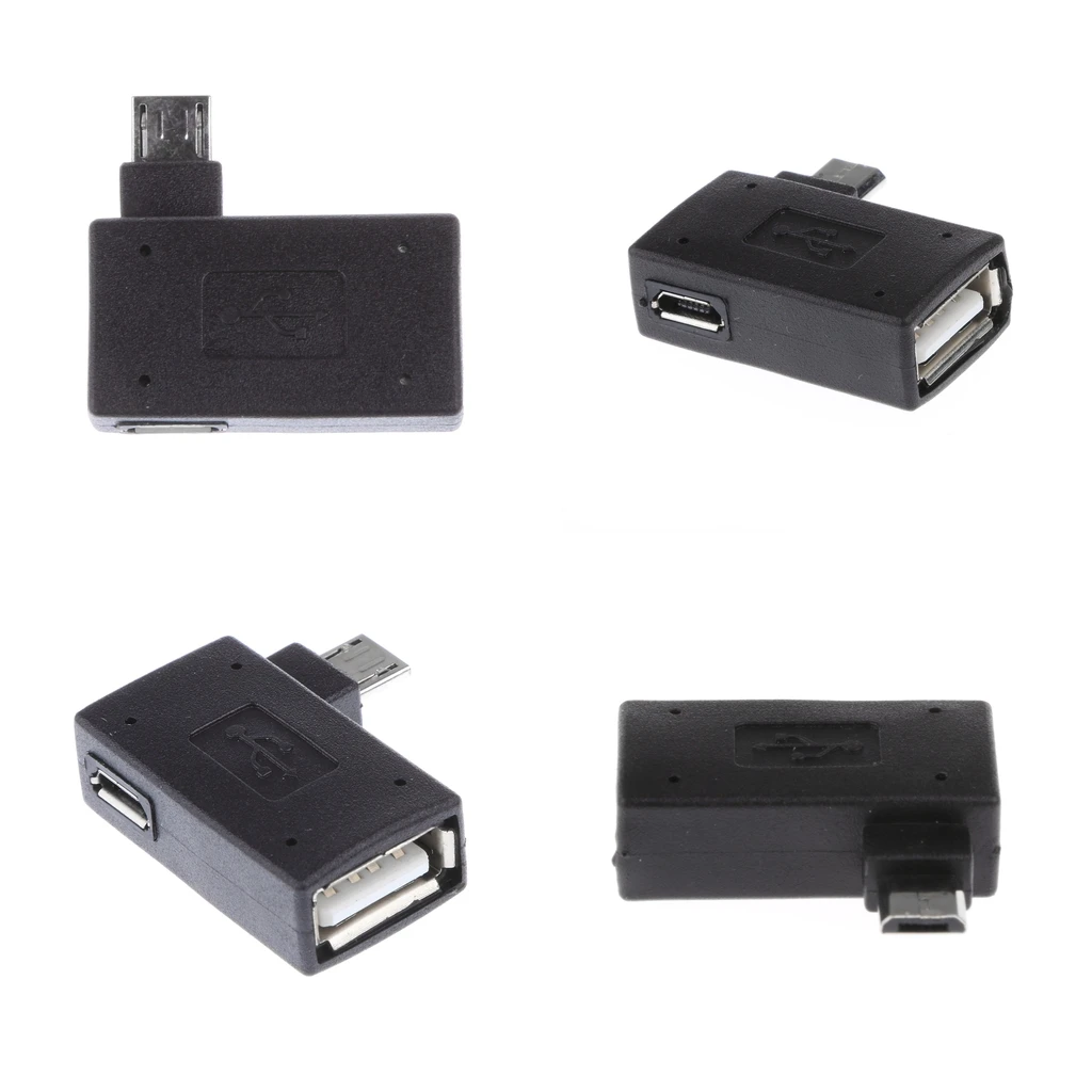 4 шт. 90 градусов угол микро USB 2 0 хост адаптер OTG M до F с питания|Кабели USB| |