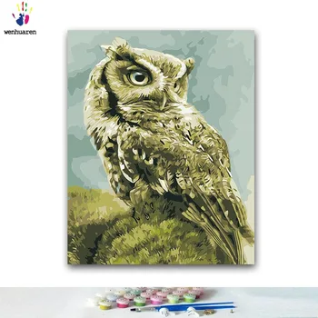 

DIY Coloring paint by numbers Owl standing on the tree paintings by numbers with kits 40x50 framed