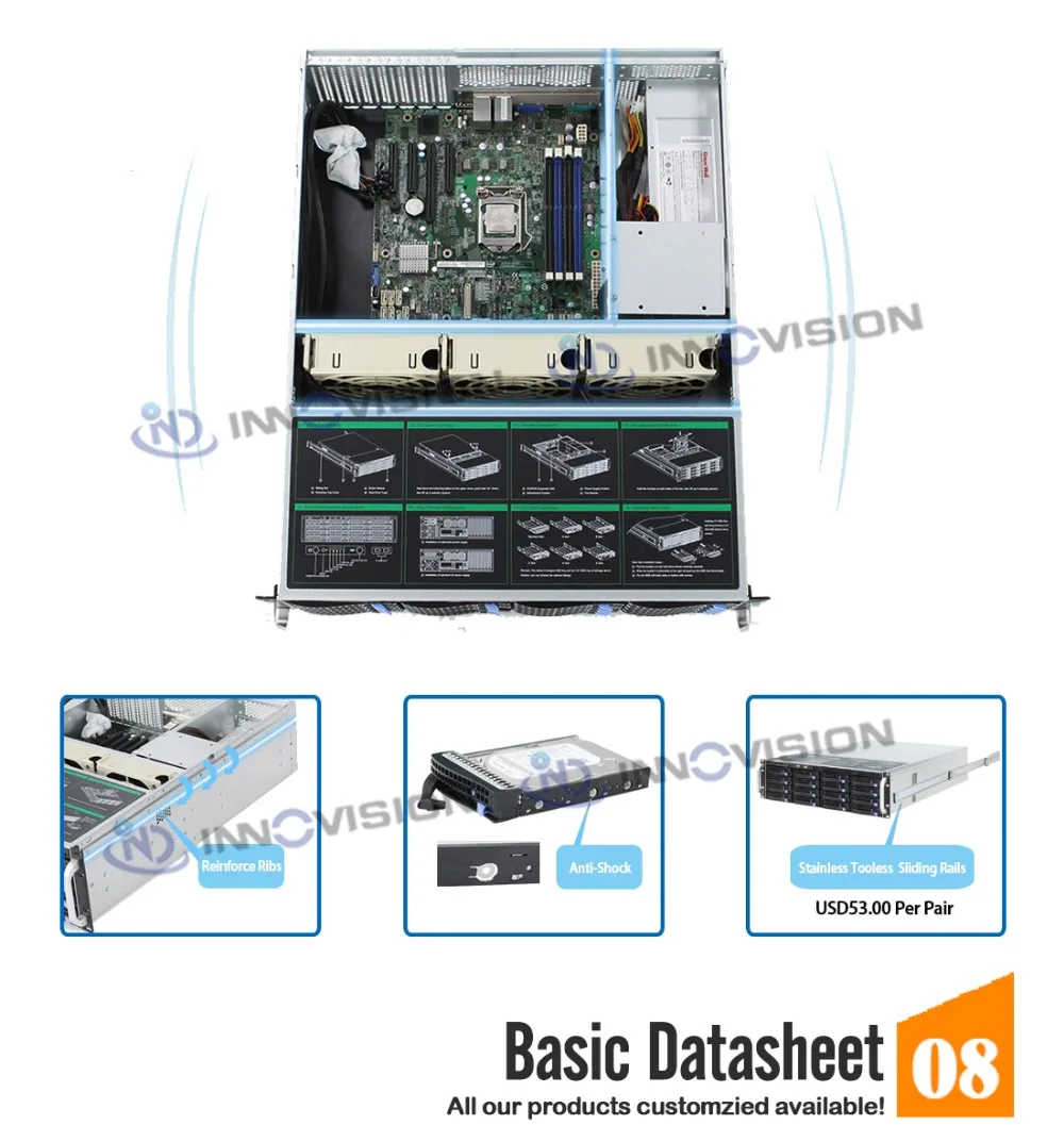 3U 650 мм 16HDD Горячая вилка сервер чехол для компьютера 3u Горячая замена стойка чехол для хранения