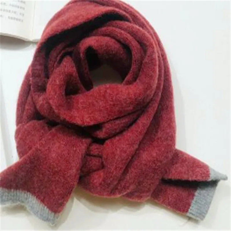 JX002-Red wine Зимний теплый шарф для мальчиков, qiu dong han edition, Детская однотонная вязаная зимняя одежда для девочек в западном стиле с воротником, JX002 - Цвет: JX002-Red wine