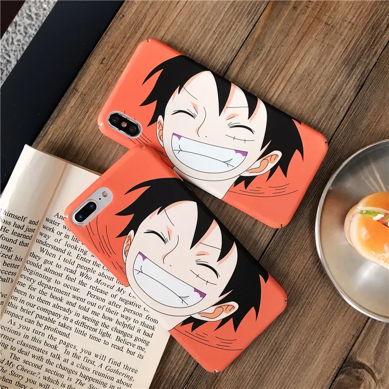 

One Piece Luffy Scrub hard PC Phone Case For Apple iPhone X XS Max Xr 7 8 6 s Plus Cute Cartoon Back cover protection Cases