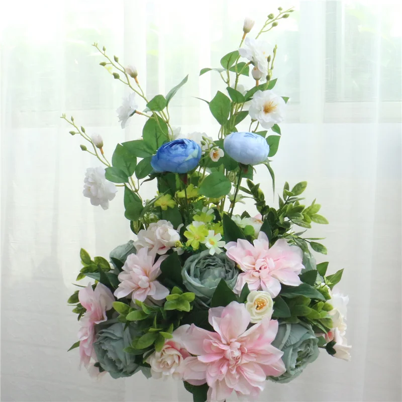 light pink Цветы искуственные Индивидуальные искусственные розы поддельные цветочные композиции свадебное украшение арки Иску - Цвет: light pink