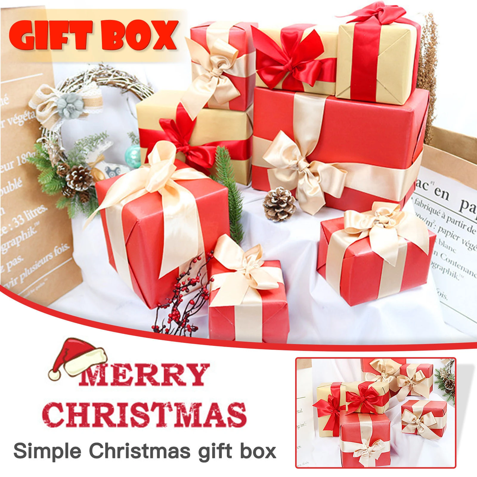 12 pçs caixa de presente da árvore de natal caixas de decoração de natal  com tampas falso presentes caixas de presente presentes decorações para  decoração de casa #3|Estatuetas e miniaturas| - AliExpress
