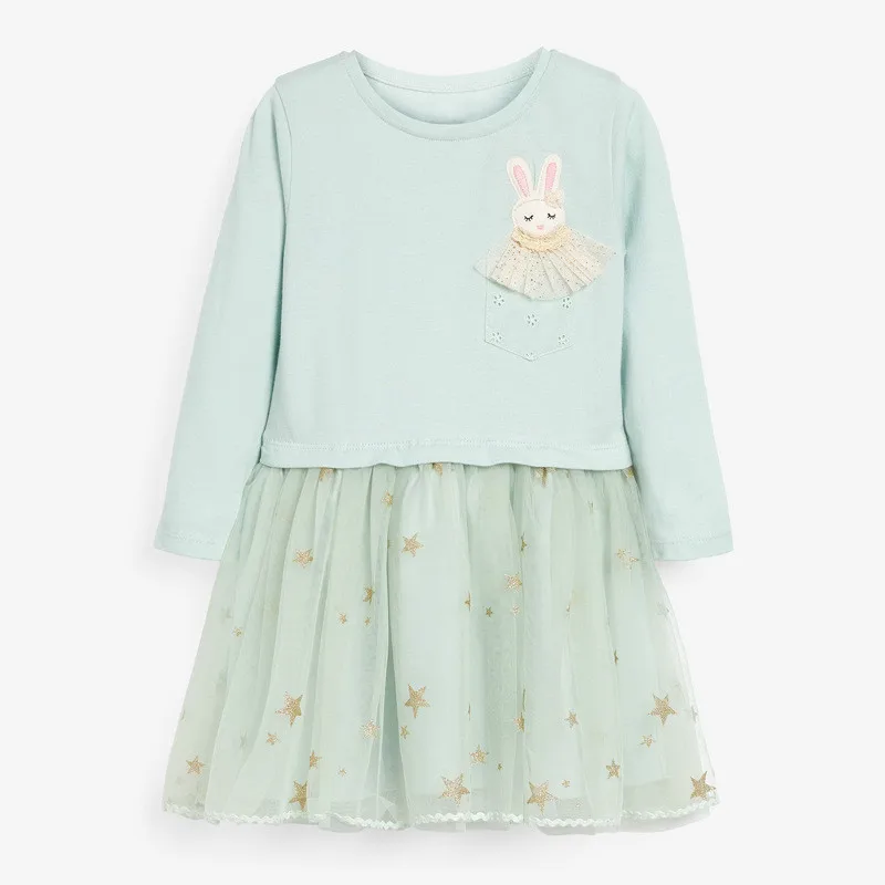 Spring Toddler Girl Fleece Rabbit Dress Kids Clothes Baby Warm Knitting Pullover Dresses Cute Cotton Princess Uniform | Детская одежда