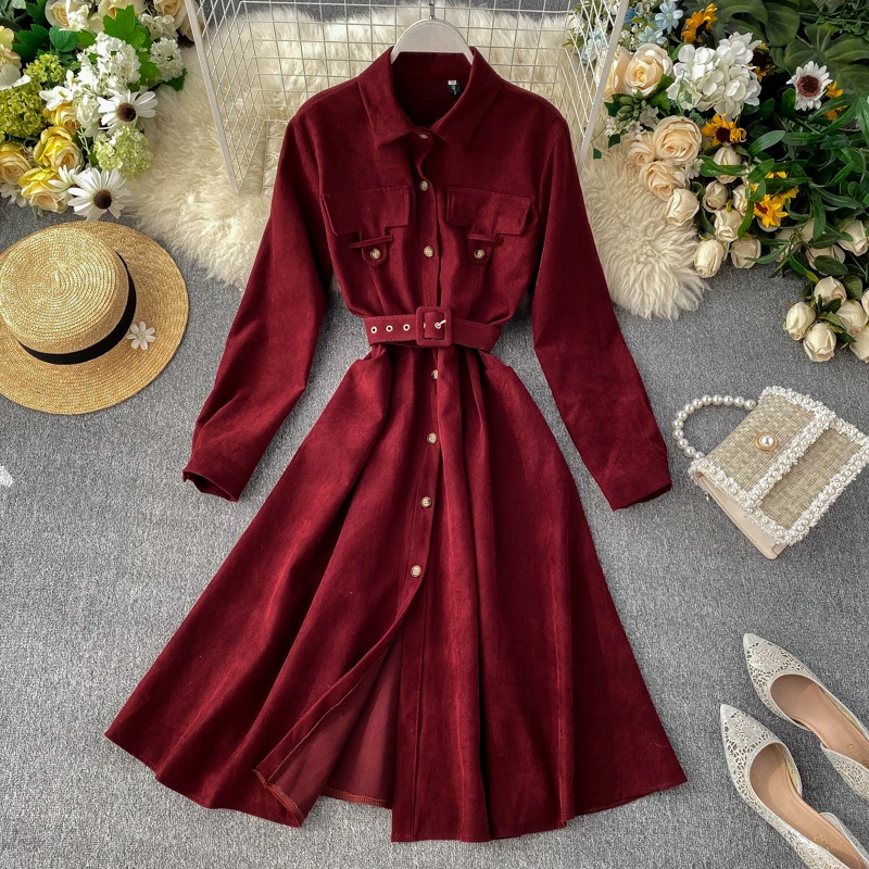 Женское платье 2019 Новое Осеннее зимнее однотонное винтажное модное приталенное