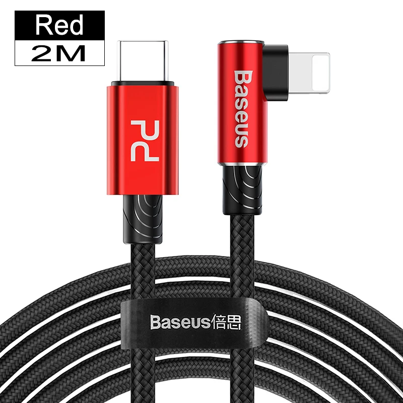 Baseus 18 Вт PD 3,0 type C кабель для быстрой зарядки для Lightning iPhone 11 Pro XS Max XR кабель для зарядки USB C кабель для передачи данных - Название цвета: Red 2M
