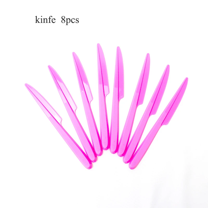 knife 8pcs Пончик вечерние одноразовые столовые приборы Icecream бумажная салфетка под тарелку кружку детская Праздничная гирлянда для дня рождения Свадебная вечеринка - Цвет: knife 8pcs