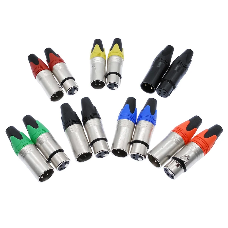 10Pcs Xlr 커넥터 오디오 플러그 마이크 플러그 3pin 스피커 커넥터 남성 & 여성 컬러 마이크 커넥터