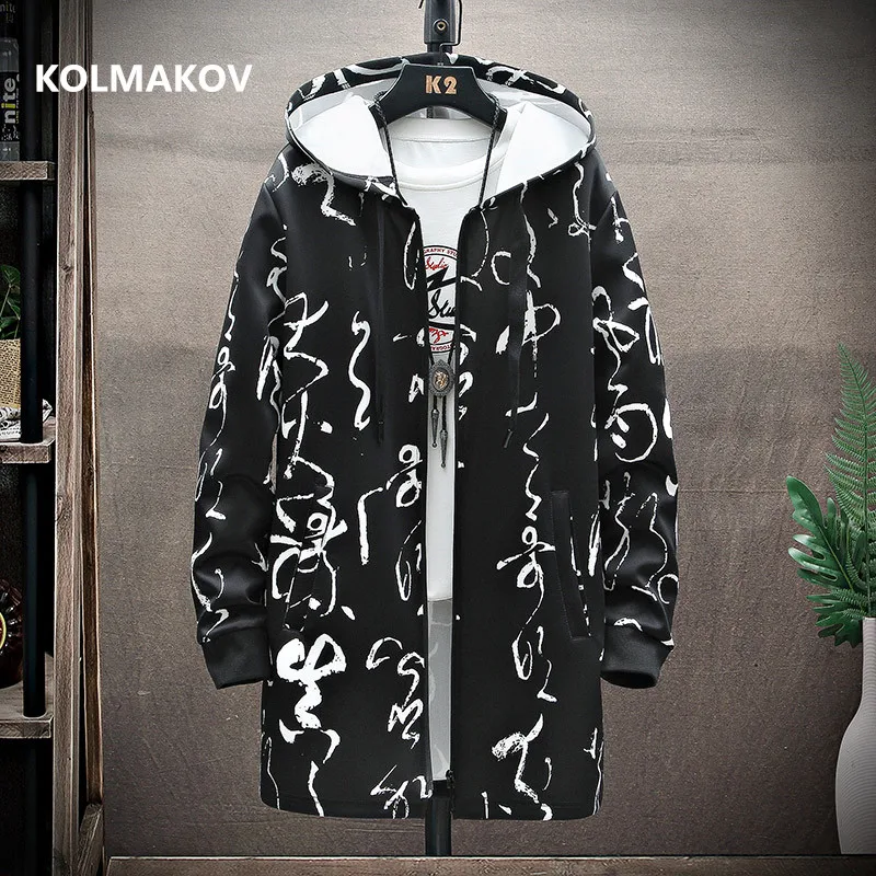 Abrigo de primavera 2021 gabardina con estampado de alta calidad para hombre, chaquetas con capucha de moda para hombre, ropa para hombre rompevientos talla M-5XL