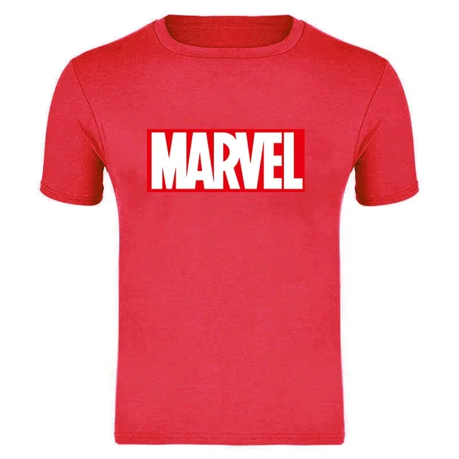 Новые модные футболки для пары с короткими рукавами Marvel, Мужская футболка с принтом супергероя, футболка с круглым вырезом, комикс, футболка с надпись Marvel, топы, Мужская одежда, футболки - Цвет: red