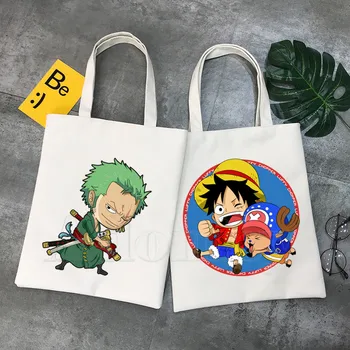 

ONE PIECE Fashion Canvas Bag Women Girls Simple Large Capacity Storage Handbag Shoulder Bag Tote Reusable Student Bookbag