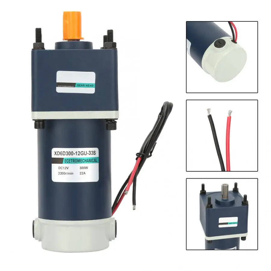

10RPM-1000RPM DC Geared Motor 12V 300W High Torsion Permanent Magnet Reductor Engine DC Reversible Reduction Geared 15mm Shaft