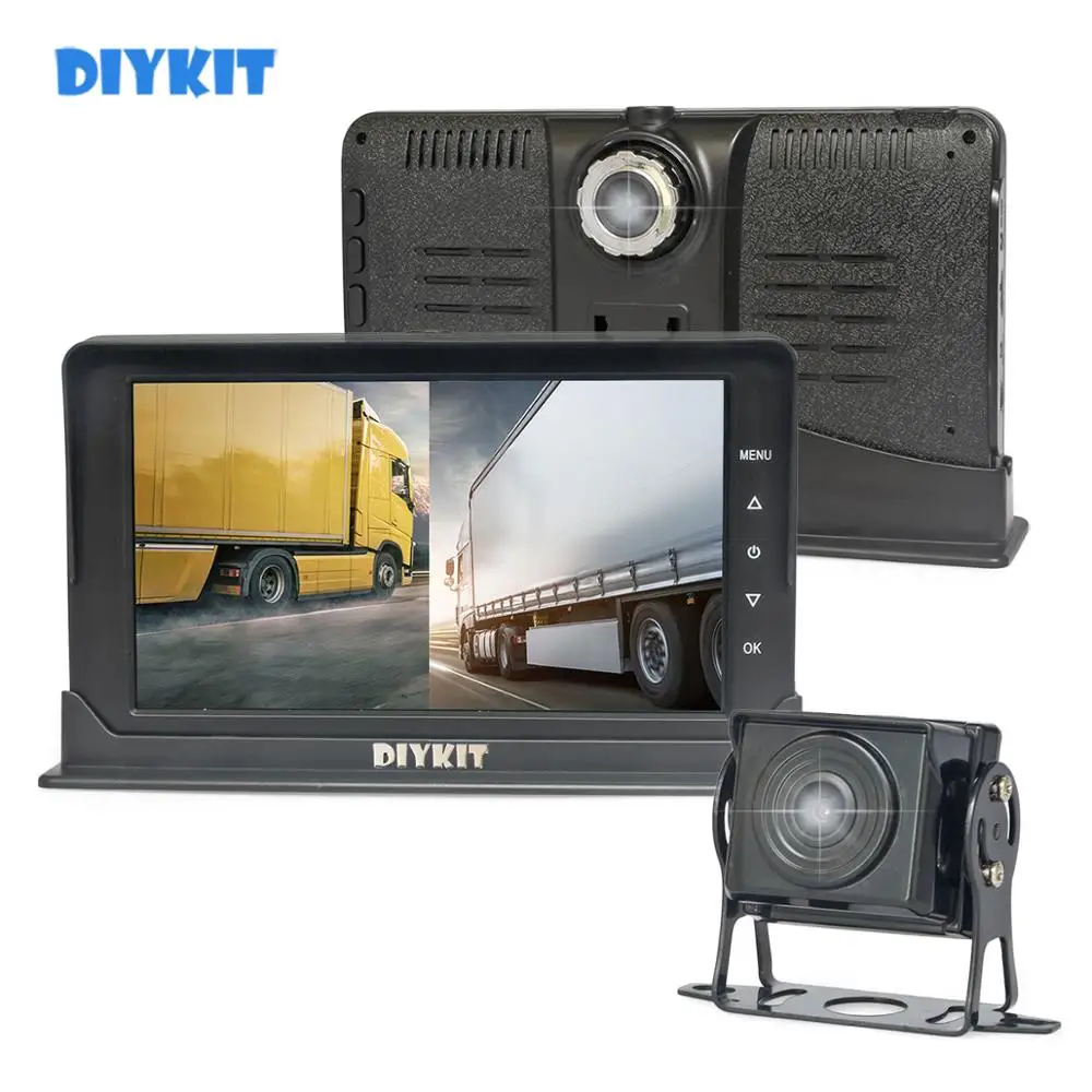 DIYKIT AHD IPS 1080P 7 &quotгрузовик DVR монитор Вождение рекордер Двойной Объектив