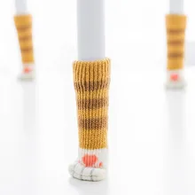 Красивая кошачья лапа вязаная ножная Крышка для фурнитура для столов и стульев защита для ног стул ножной стол ножной носок 4 шт./компл. защита для ног стула