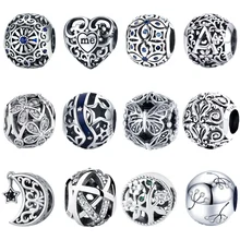 BISAER, 925 пробы, серебро, любовь, все вокруг, CZ бусины, подходят для шармов, серебро 925, браслет, изготовление бусин и ювелирных изделий berloque