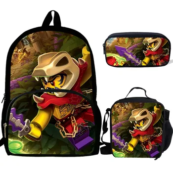 

Hot Cartoon Ninja School bags 3PCS/SET For Boys Teenagers School Backpack School Supplies Bookbag Lovely Satchel