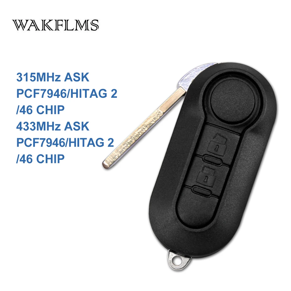 2 кнопки 315 МГц 433 PCF7946 / HITAG 46 чип флип брелок для автомобильного ключа Fiat 500 Grande Punto