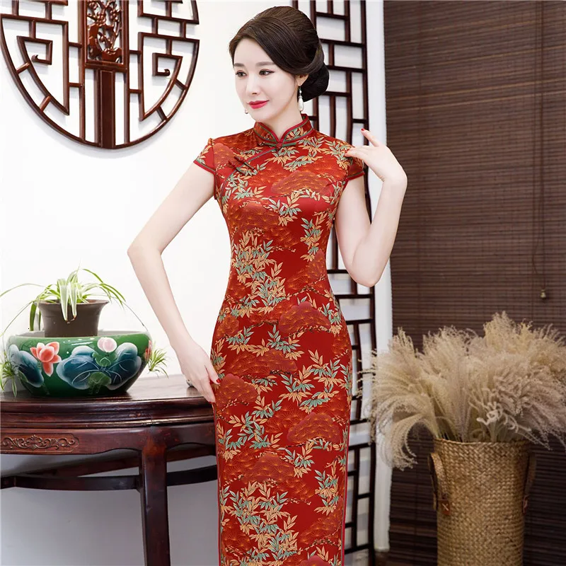 Летнее винтажное женское сексуальное тонкое платье-Чонсам Vestidos с коротким рукавом Ципао традиционная китайская одежда размера плюс M-4XL
