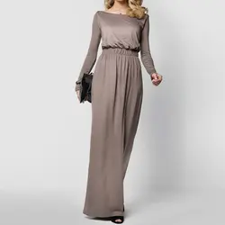 Женское весенне-осеннее платье элегантное женское вечернее платье с длинным рукавом с вырезом лодочкой Женские повседневные пляжные