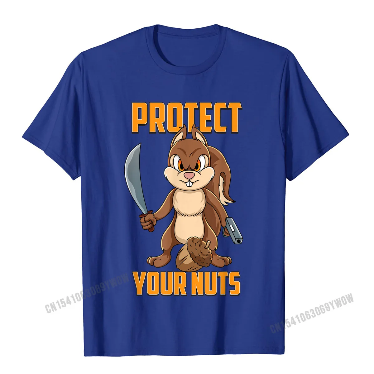Customized Design T Shirts 2021 Popular Thanksgiving Day Short Sleeve Round Collar Tops Shirt Cotton Men 3D Printed Tee Shirt Cool Squirrel Protect Your Nuts Squirrel Hunters Gun T-Shirt__710 blue