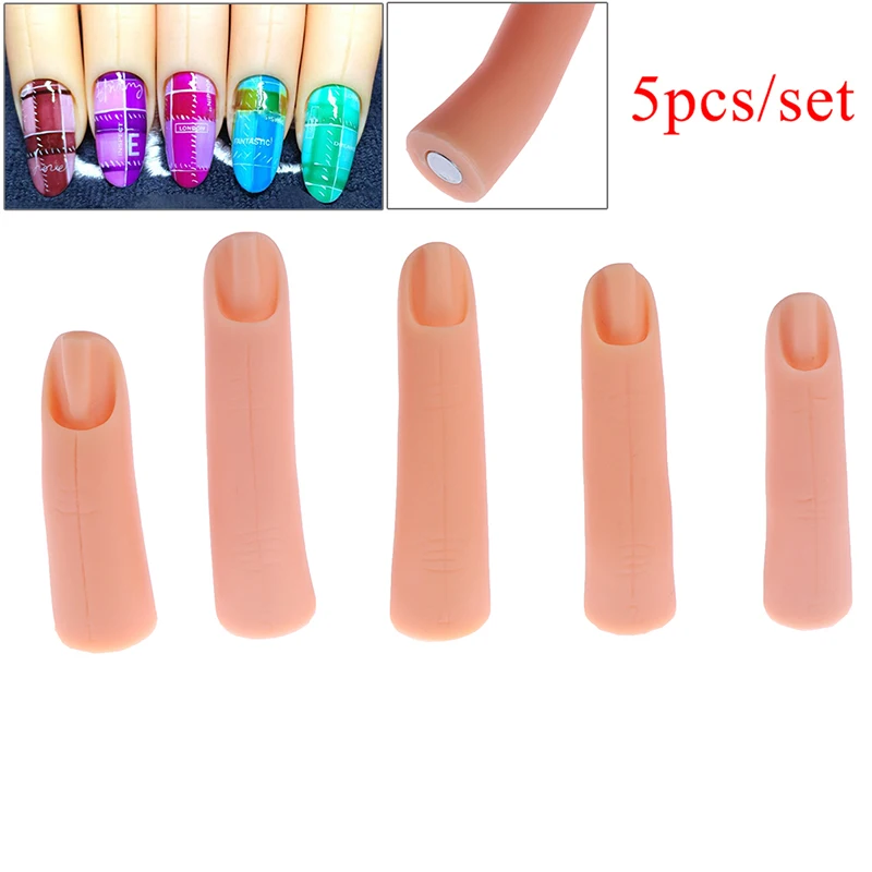 5Pcs Plastic Practice Fake Finger Nail Art Model Finger Tool DIY Acrylic UV Gel Manicure Nail Tools For Training