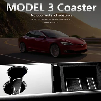 

For Tesla Model 3 2020 2019 2017 2018 Auto Accessories Car Console Wrap Mat Non-Slip Gate Slot Center Protective Cup Holder Pads