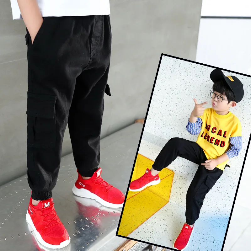 

Children Bib Overall 2019 New Style Autumn And Winter Big Boy Thick Winter Pants Sports Korean-style Boys Trousers Fashion