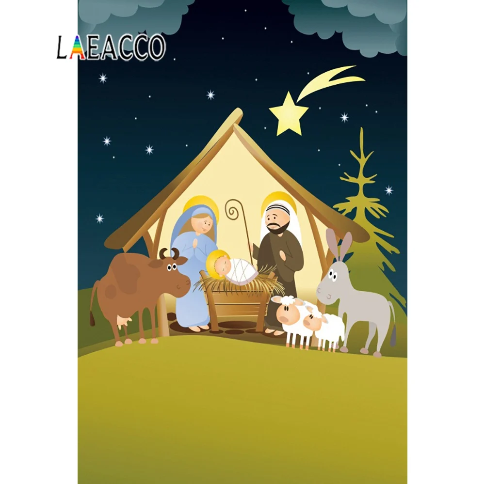 Laeacco Jesus Birth Nativity Scene Baby Cartoon Party Portrait Poster Photo Backgrounds Photography Backdrop Photo Studio Aliexpress