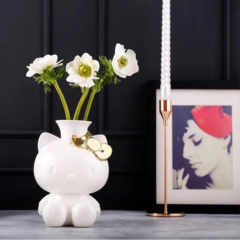 

HELLO KITTY princess flower vase wedding home ceramic vase birthday Living room bedroom desktop decoration accessories modern