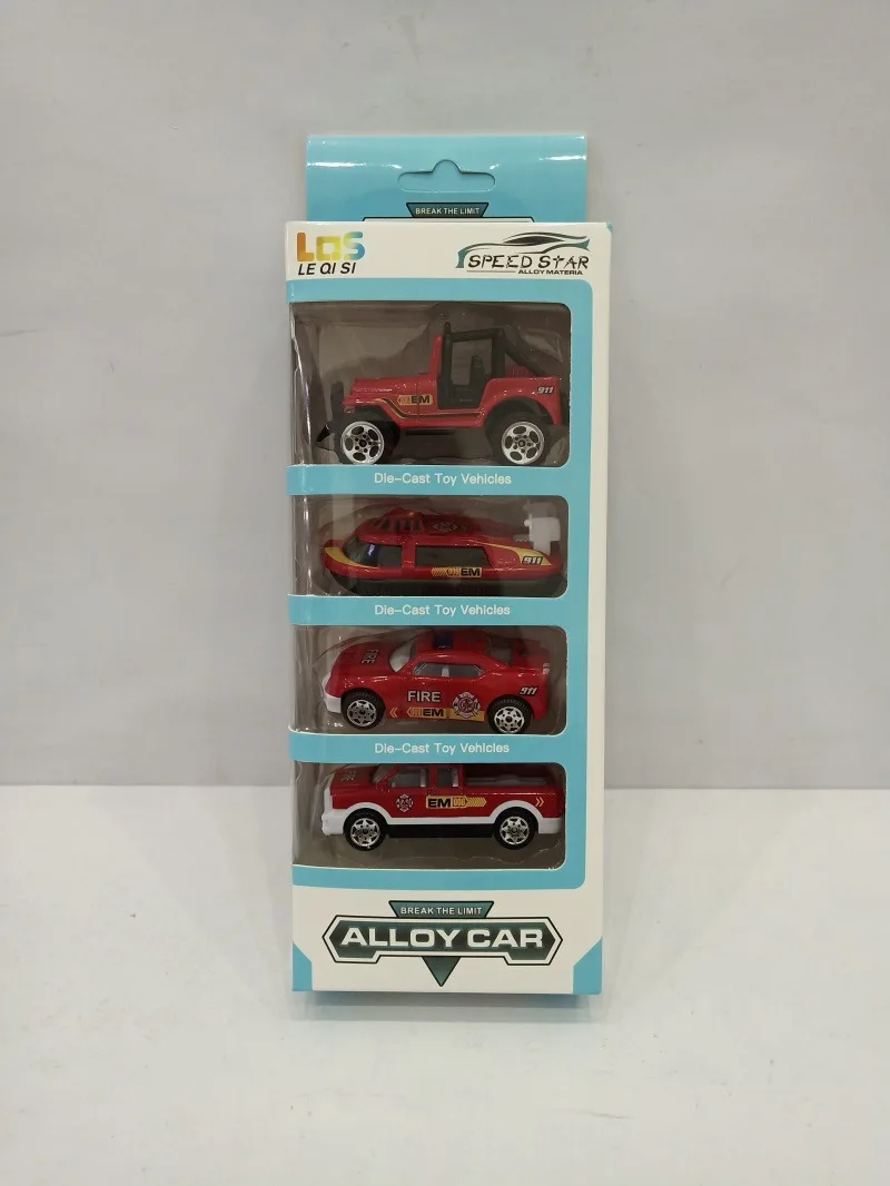 

Children Alloy Car Model Toy Engineering Vehicle Firefighting Military Police Car Combination Educational Sliding Portable Strol