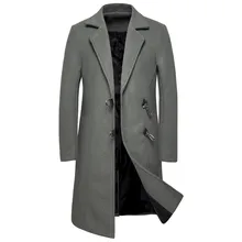 Осень зима мужской повседневный Тренч Модный деловой длинный приталенный пиджак верхняя одежда для мужчин приталенный