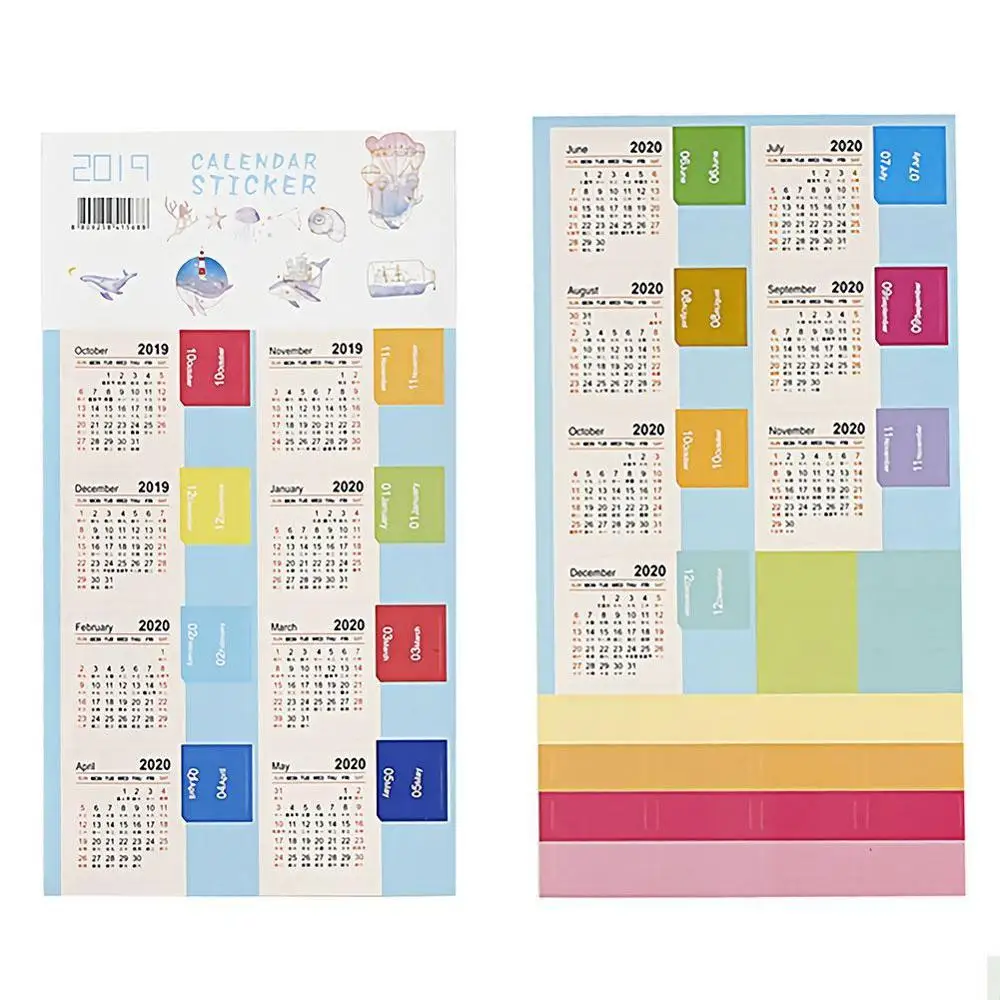 Календарные наклейки для планировщиков, блокнотов, журналов,- планировщиков ежемесячные индексные вкладки, 15 месяцев(,10-,12