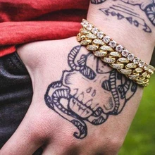 US7 13 мм ширина Bling Iced Out, кубинский браслет, золото, серебро, цвет, браслеты для мужчин, хип-хоп ювелирные изделия