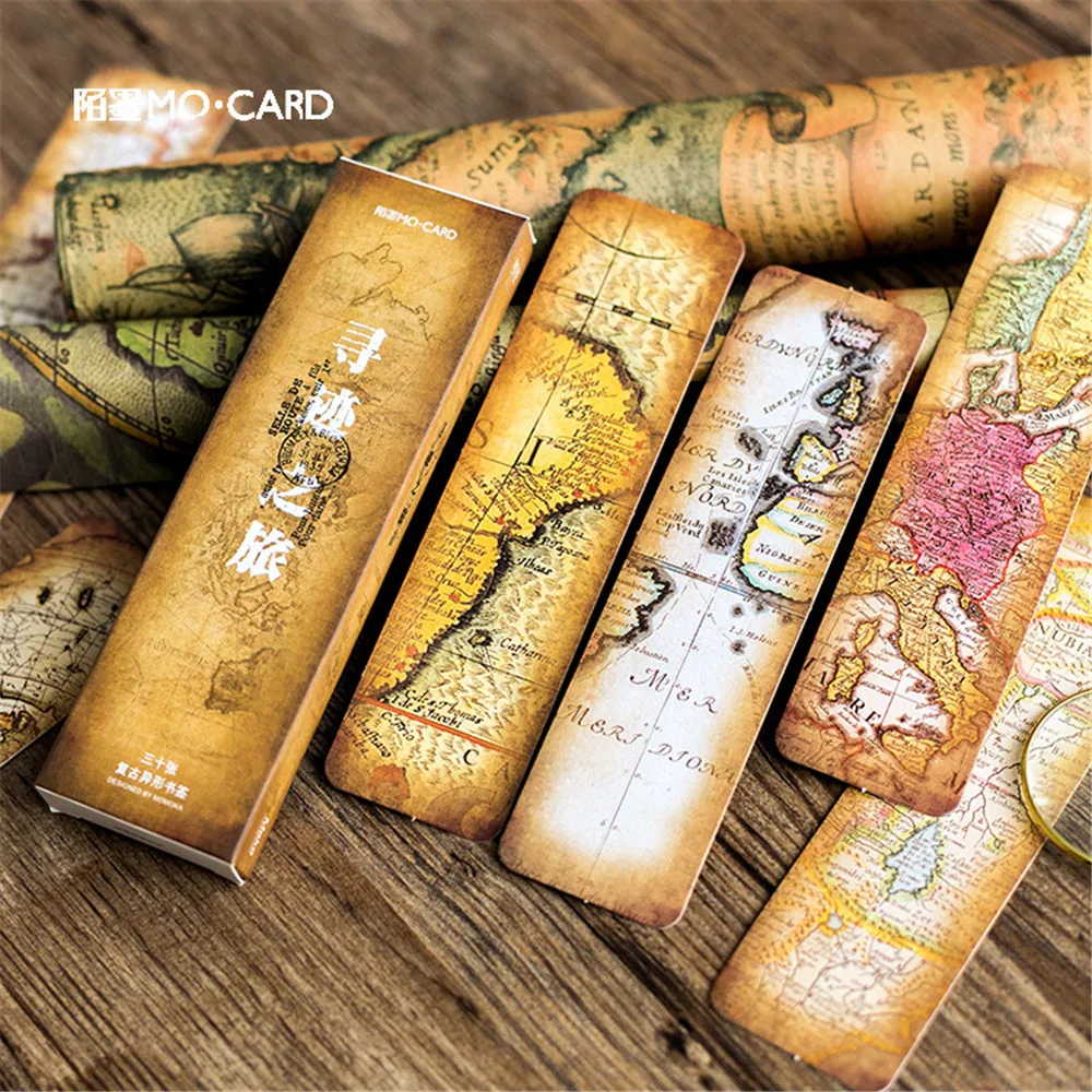 

30pcs/box Retro Nautical Chart Paper Bookmarks Books Message Cards Bookmark Gift Book Markers Stationery