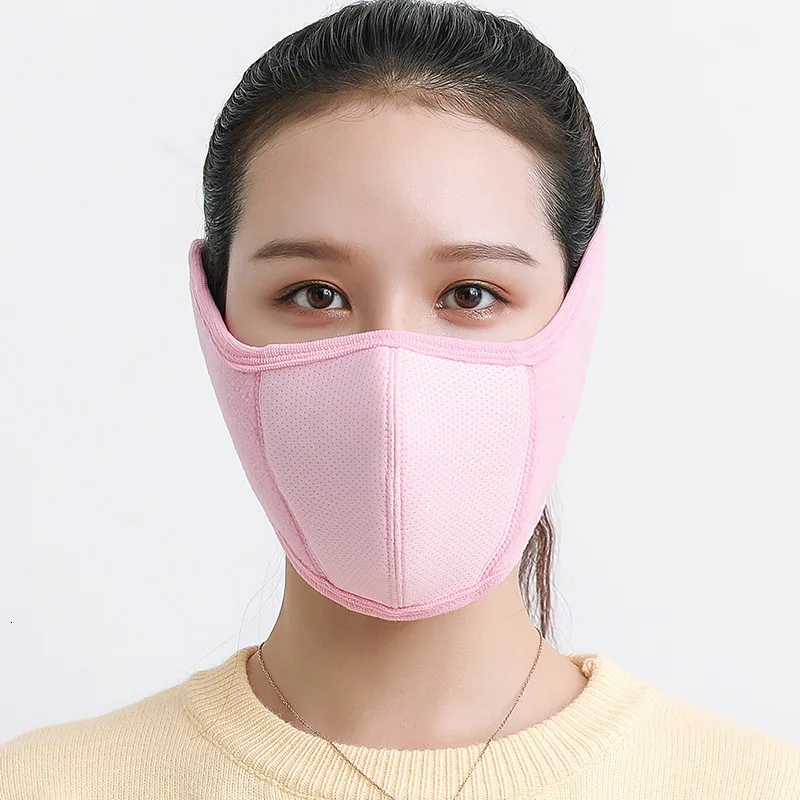 pink Мужские и женские защитные маски для рта, ветрозащитные наушники против пыли, зимние маски, Дышащие анти-дымчатые маски для лица для защиты от гриппа - Цвет: pink
