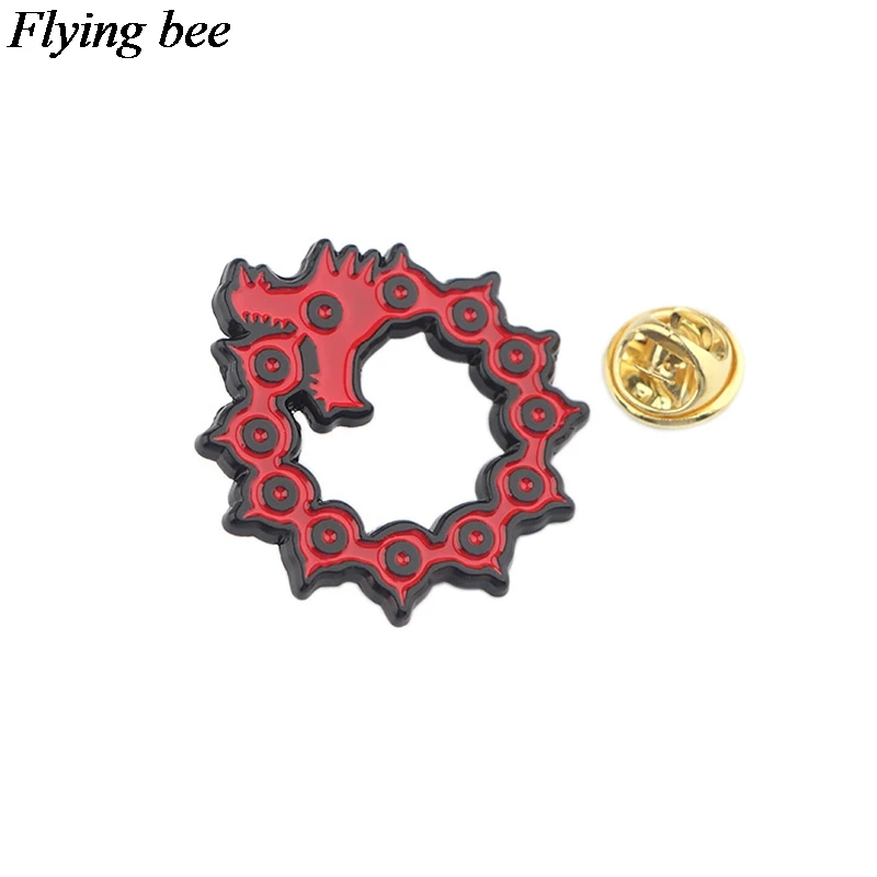 Flyingbee The Seven Deadly Sins брошь аниме эмалированные булавки для рюкзаки для женщин и мужчин булавки Индивидуальность Дети булавка Шарм ювелирные изделия X0572
