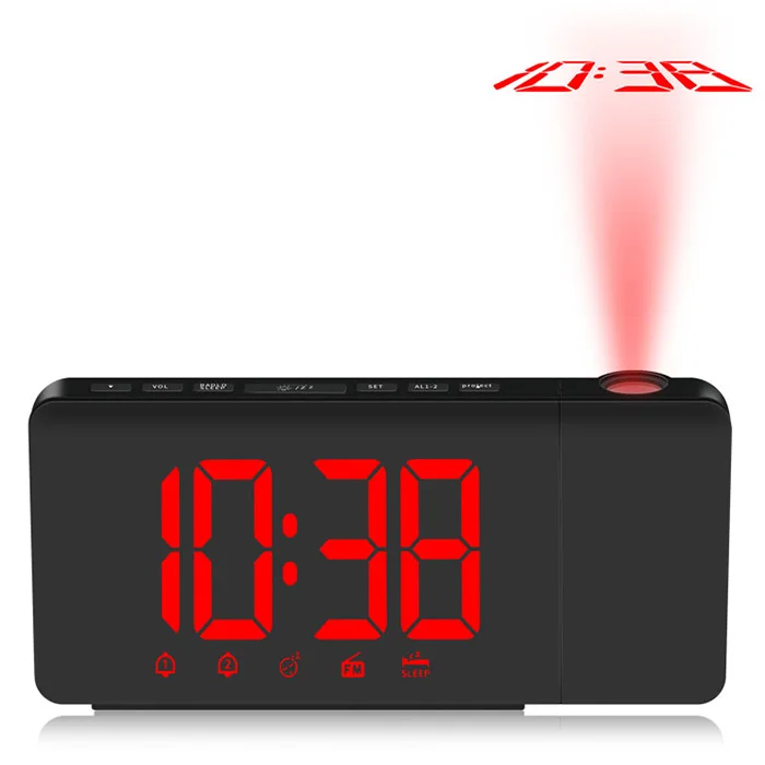 ЖК-дисплей Проекционный светодиодный дисплей Время цифровой Будильник Радио Wake Up проектор Многофункциональный Письменный стол часы - Цвет: Red