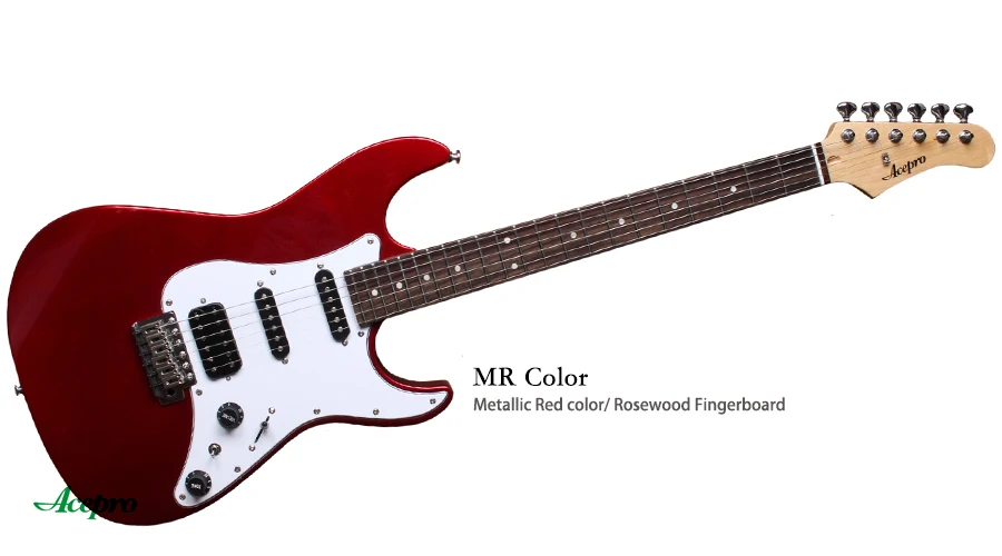 Metallic Red Acepro серый металлик Электрогитара, высокое качество 6 струнная электрогитара, 2 шт. корпус из красного дерева, Канада Кленовая Шея - Цвет: Metallic Red