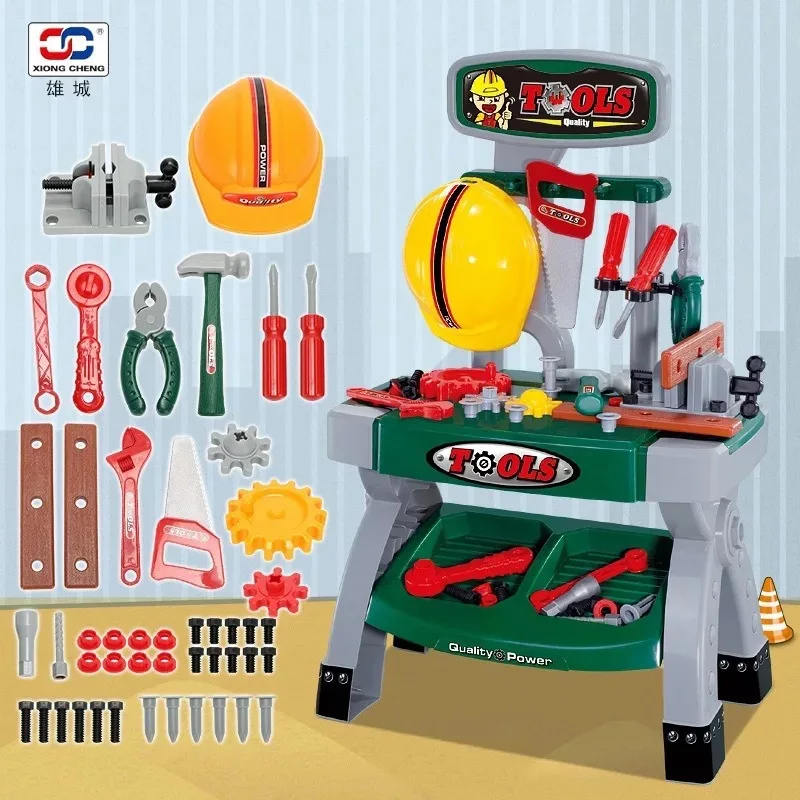 

Model Children Toolbox Play House Toy Set Educational Electric Drill Screw Driver Dimension Repairing Table Boy Toy