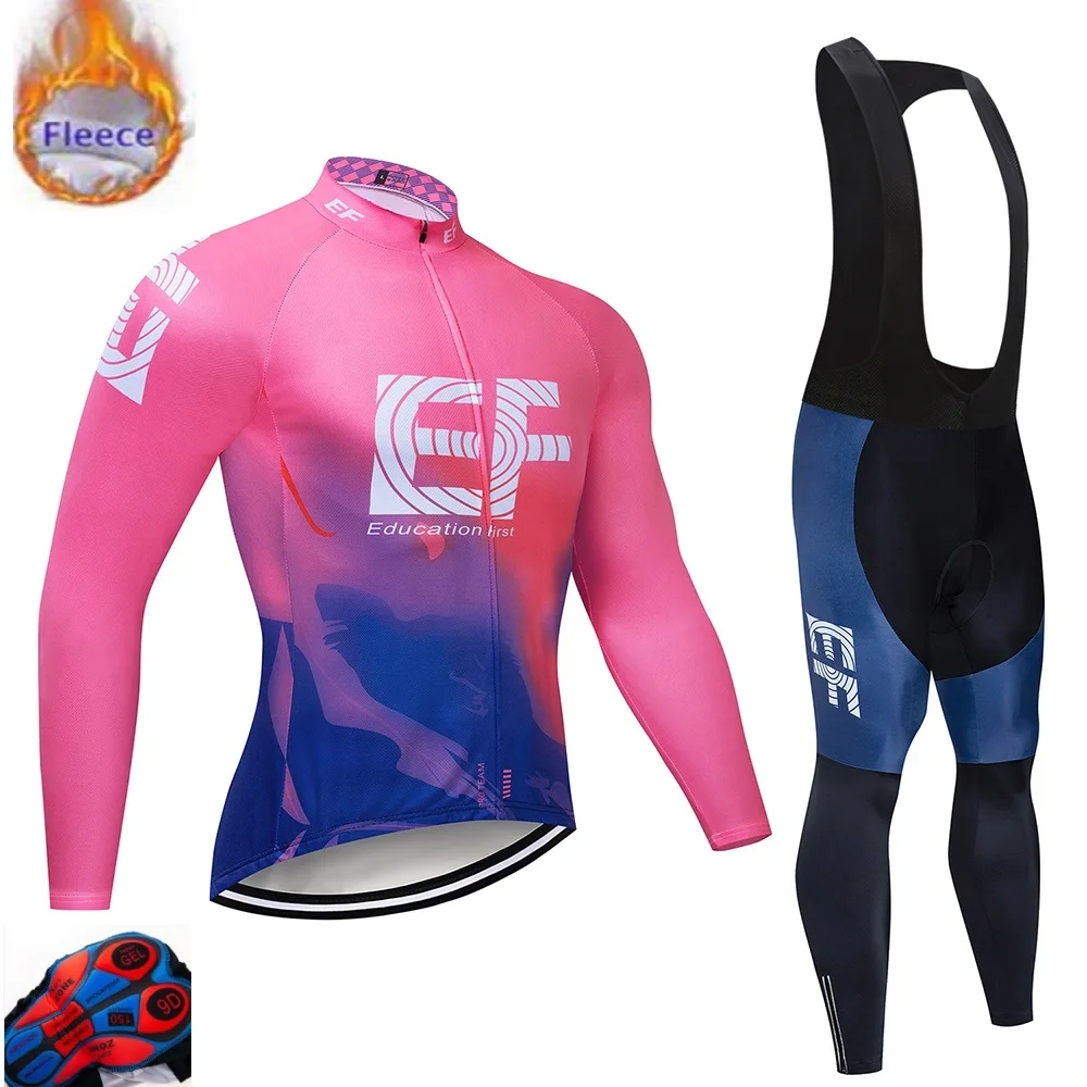 2019 EF зимний теплый флисовый Мужской комплект для велоспорта спортивный костюм