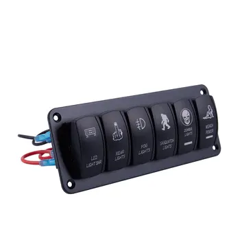 

Red Car Marine Boat 6-Gang Waterproof Circuit LED Rocker Switch Panel Breaker